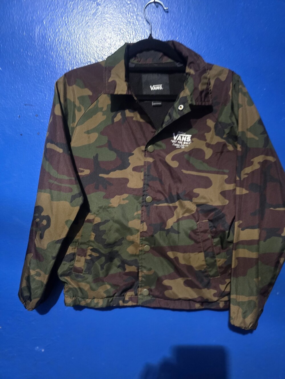 Preowned Vans Mens Small Camo Jacket Camouflage Windbreaker Button Up